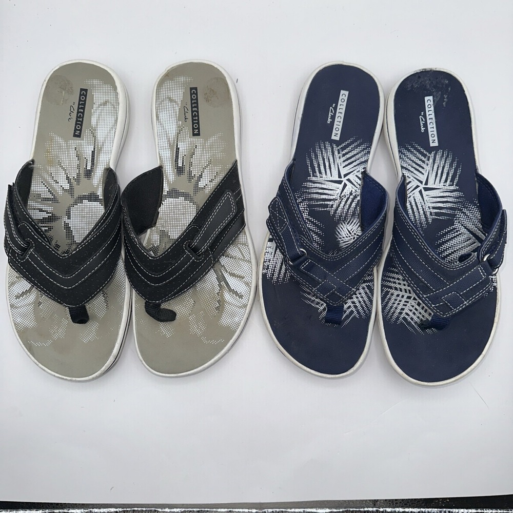 2 Pair‎ Clarks Collection Brinkley Jazz Thong Flip Flop Sandals Womens Size 8